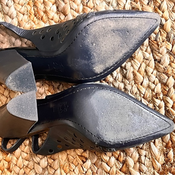 Tory Burch Navy Blue Sling Back Heels - Picture 5 of 5